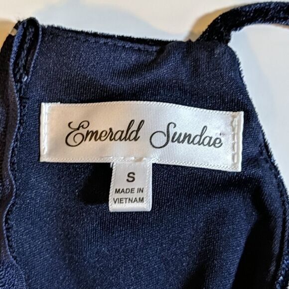 Emerald Sundae Sparkly Blue Velvet Skort Romper - Picture 12 of 14